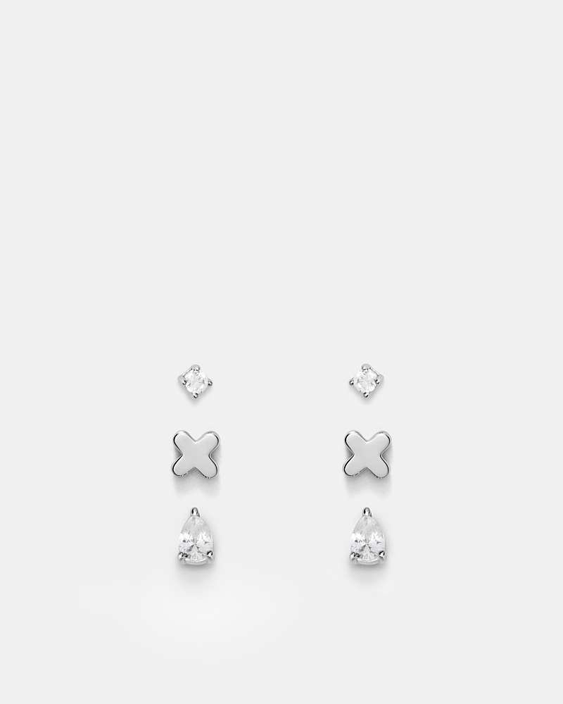 Cubic Zirconia Stud Earrings Set