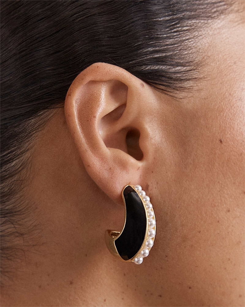 Costal Pearl Hoop Earrings