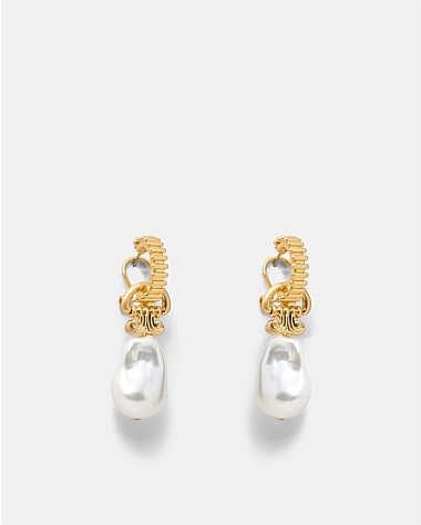 Goddess Pearl Hoop Earrings
