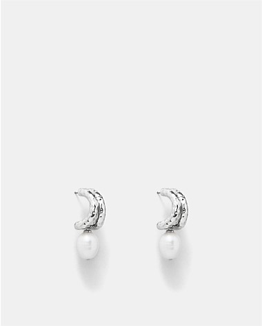 Reflective Pearl Hoop Earrings