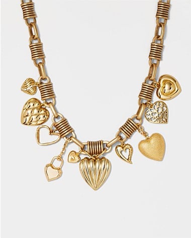 Paris Heart Charm Statement Necklace