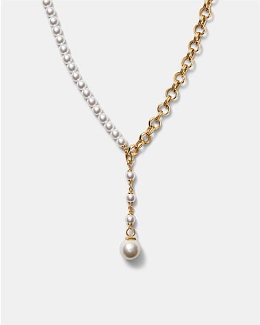 Demeanour Pearl Lariat Necklace