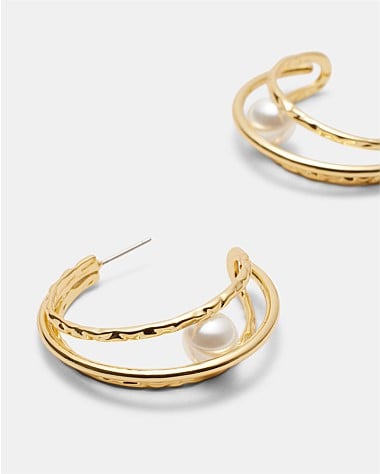 Cadence Pearl Hoop Earrings