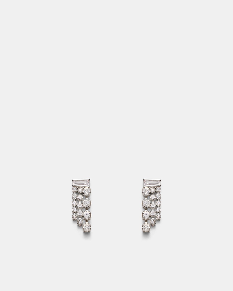 Crystalline Mini Fringe Stud Earrings