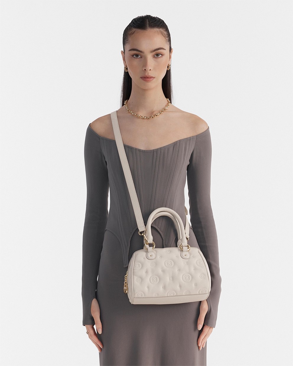 Flashback Leather Bowler Crossbody Bag