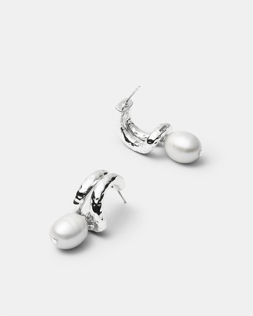 Reflective Pearl Hoop Earrings