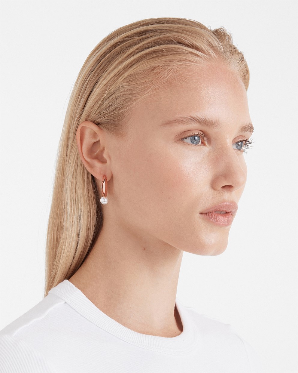 The Edge Pearl Huggie Hoop Earrings