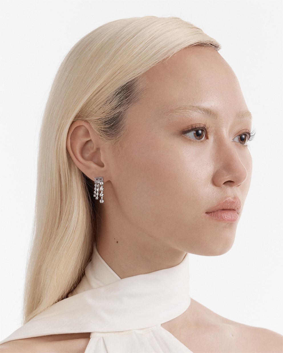 Crystalline Mini Fringe Stud Earrings