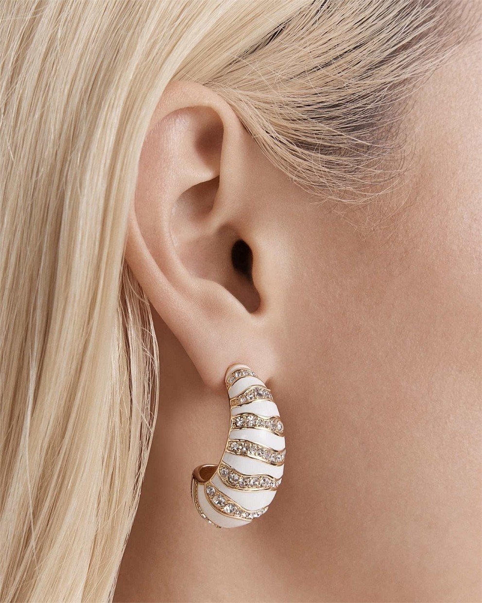 Chi Chi Jaguar Pave Enamel Hoop Earrings