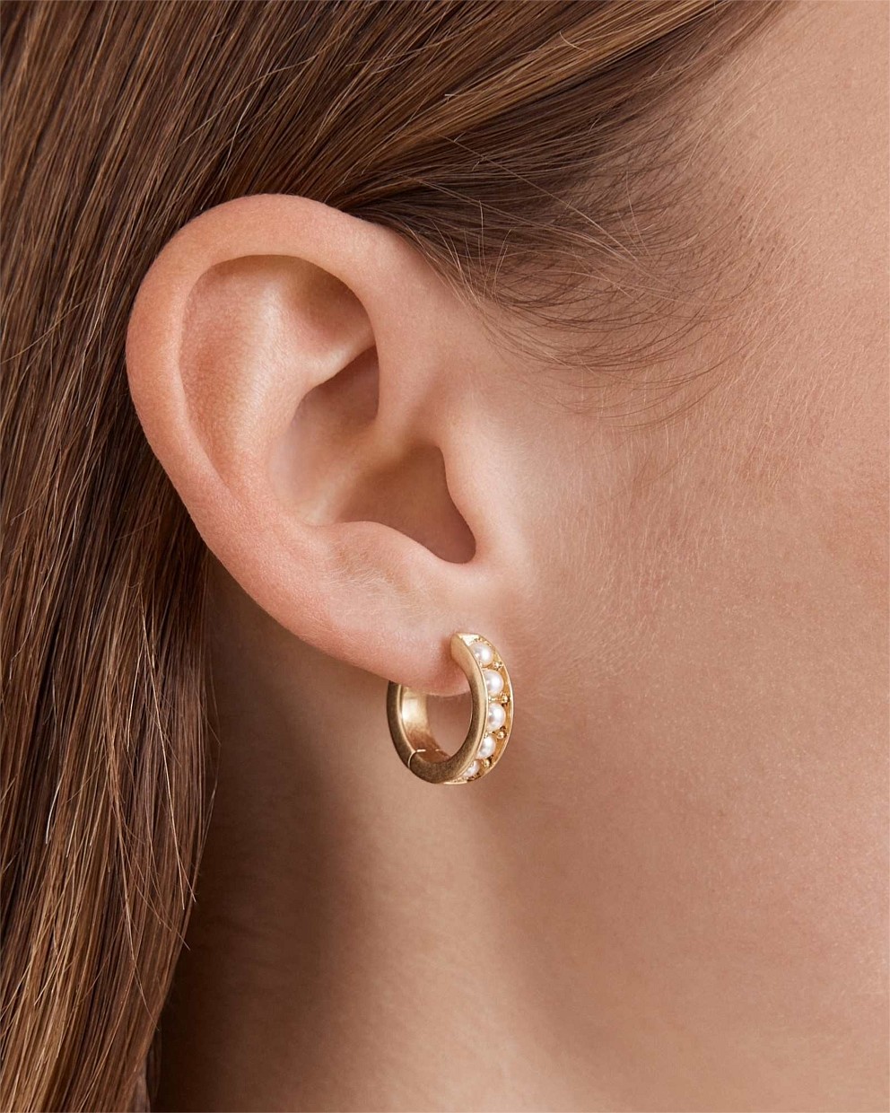 Emotively Pearl Huggie Hoop Earrings